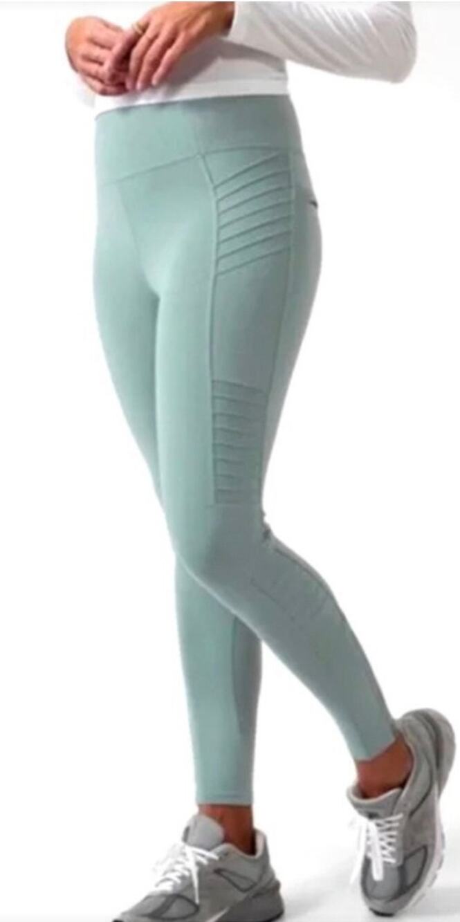 Athleta Delancey Moto Tight Full Length Leggings, Sage Green, Women Medium, NWT